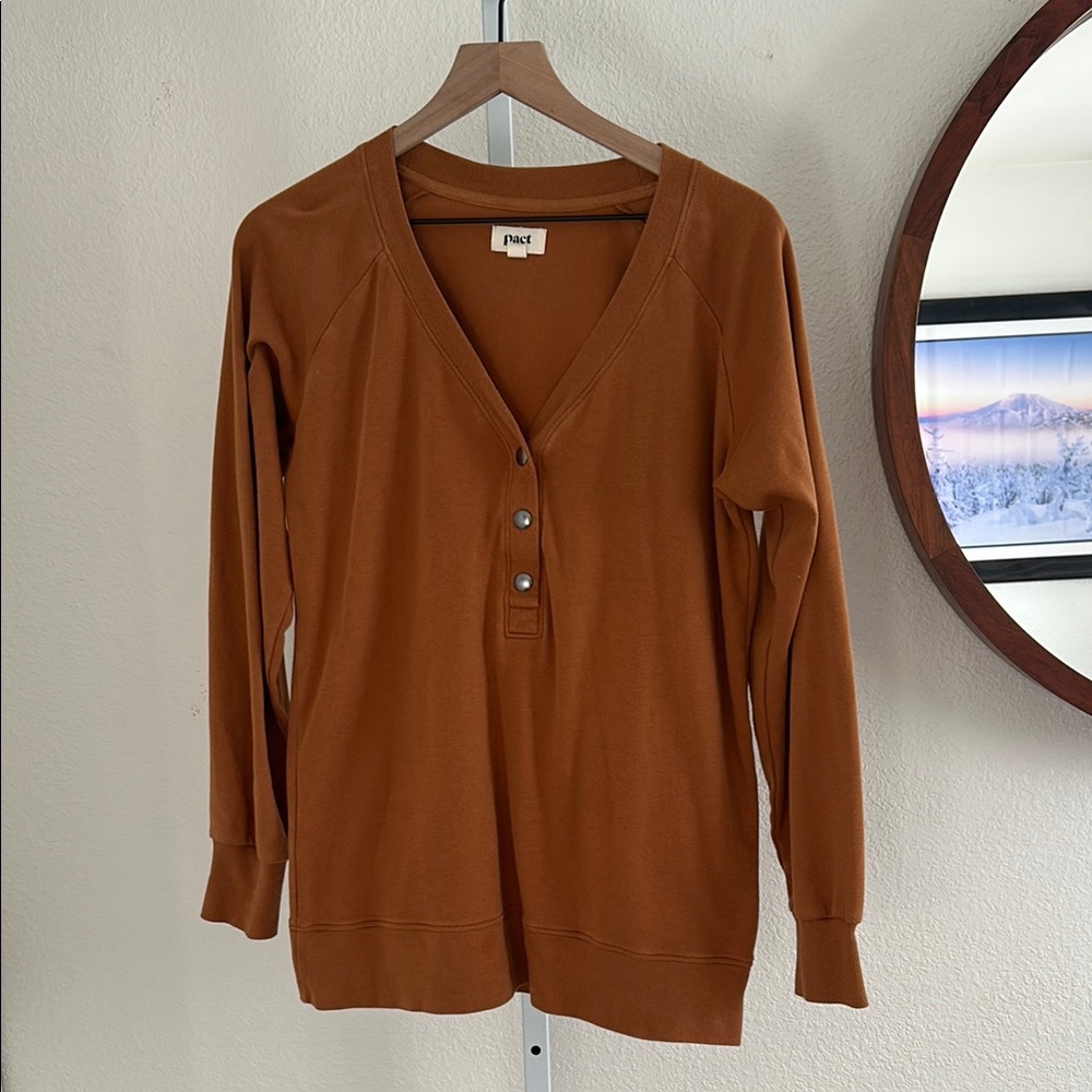 Pact Camel Button-Top Tunic